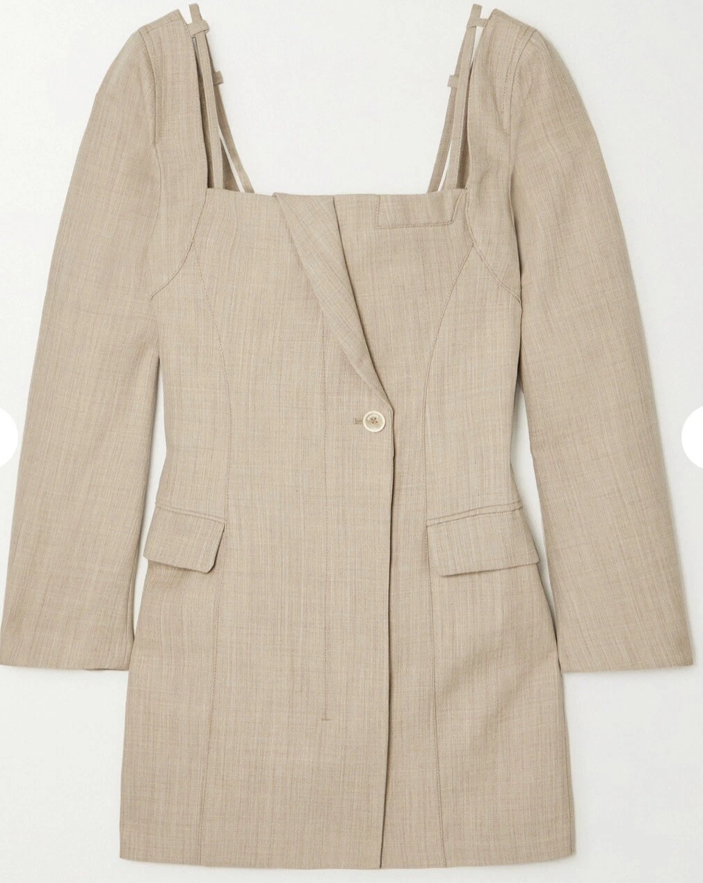 NEW S OUT!!! JACQUEMUS Maniu cutout wool mini dress Beige FR40 Suit Jacket