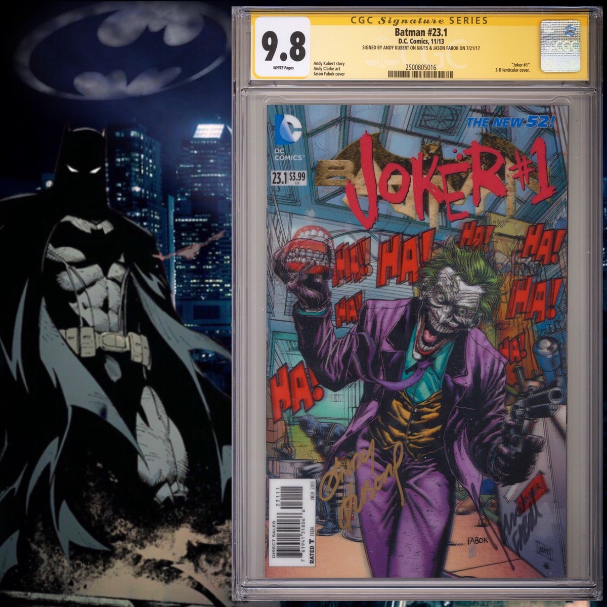 CGC 9.8 SS Batman #23.1 signed by Andy Kubert & Jason Fabok 3-D