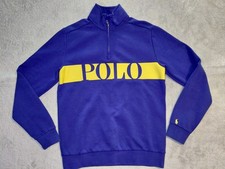 Polo Ralph Lauren Blue Yellow Pony 1/4 Zip Sweater Boys XL 18-20 YKK Zipper