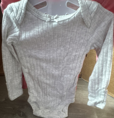 Carter's Pink Gray Long Sleeve Snap One-Piece Bodysuit Newborn