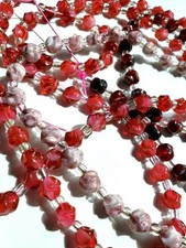 reds pinks glass beads, actual beads shown, 15" strands x4, for jewelry, craft