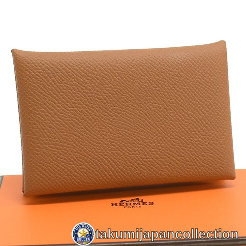 Hermes Calvi Duo Compact Card Case Veau Epson Sesame W Stamp #M-3852