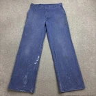 VINTAGE French Trousers Adult 30x30 Blue Workwear Chore Repaired Distressed Mens