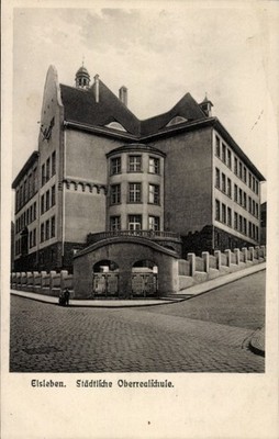 Postcard Lutherstadt Eisleben, municipal secondary school, corner view - 4776108