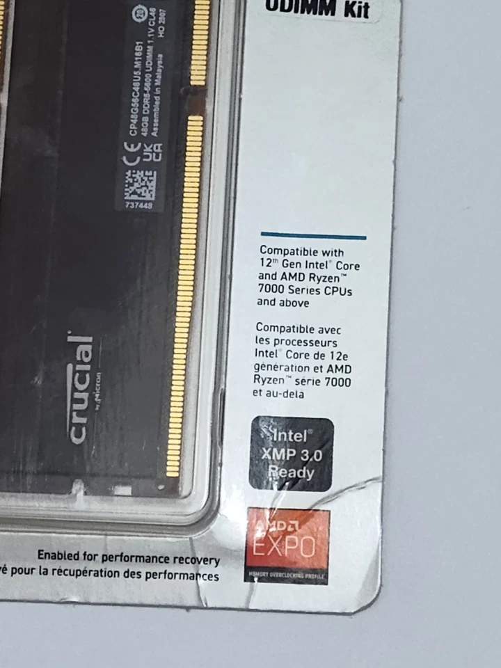 NEW Crucial Pro DDR5 96GB 2 x 48GB 5600 PC5 44800 XMP 3.0 AMD EXPO Udimm Desktop - Image 3 of 4