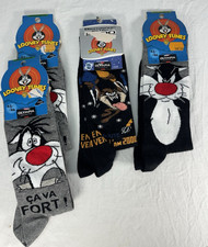 1999 Looney Tunes Socks Sylvester Cat Taz Tazmanian Devil Made France Olympia