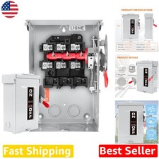 Durable 30 Amp 3 Pole Disconnect Switch, Galvanized Steel, Anti-Corrosion, 10 Yr