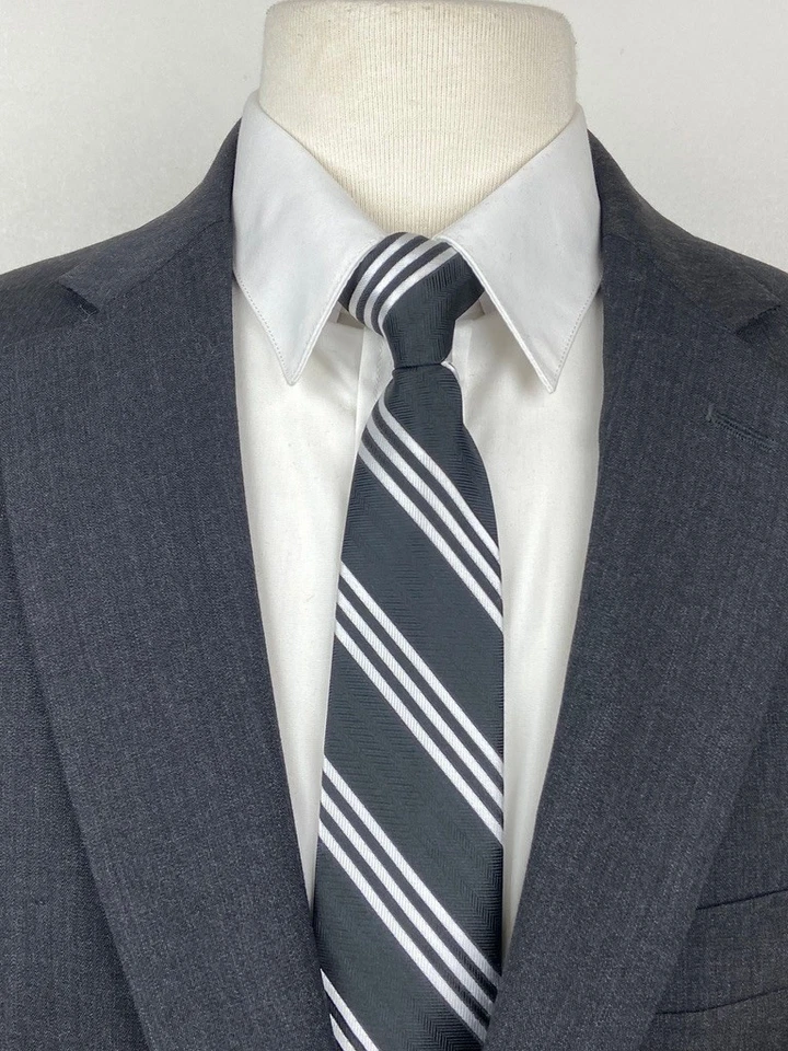 WILKE-RODRIGUEZ Hombres 38R Negro Sólido Lana Suave 2 Piezas Traje con Pantalones de Vestir 32x30 Foto 3 de 4