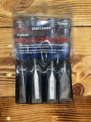 Craftsman 936868 4-Piece Wood Chisel Set in Pouch 1'' 3/4'' 1/2'' 1/4''