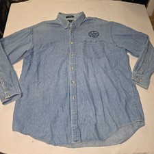 Vintage Ford Motor Co Detroit Bay Cities Auto Auction Denim Shirt Men's XXL