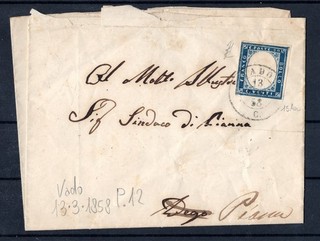 1858 13 MARCH C.20 SASS 15Aa SINGLE USE ON LETTER FOLD SHIPPED