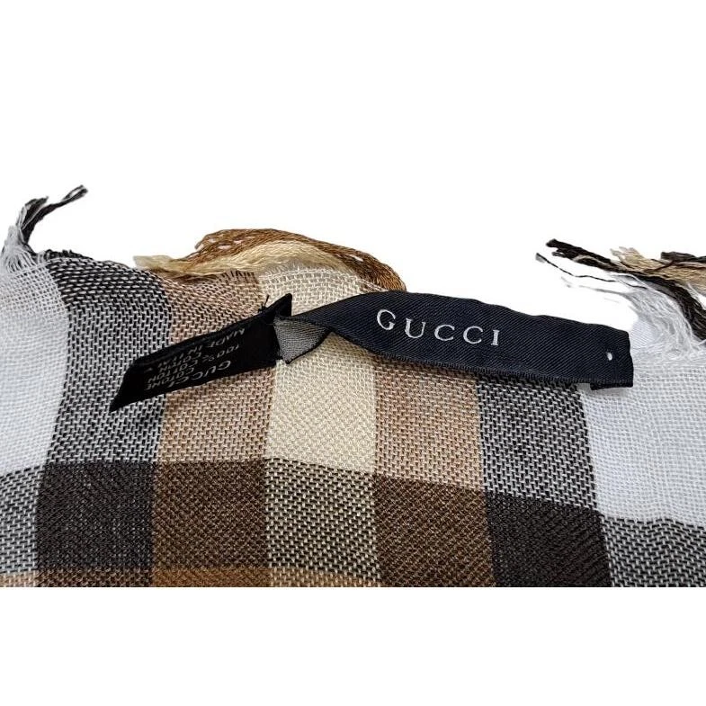 GUCCI Algodón Estola Bufanda Marrón Grande 120cm x 116cm Hecho en Italia Rango A Foto 3 de 4