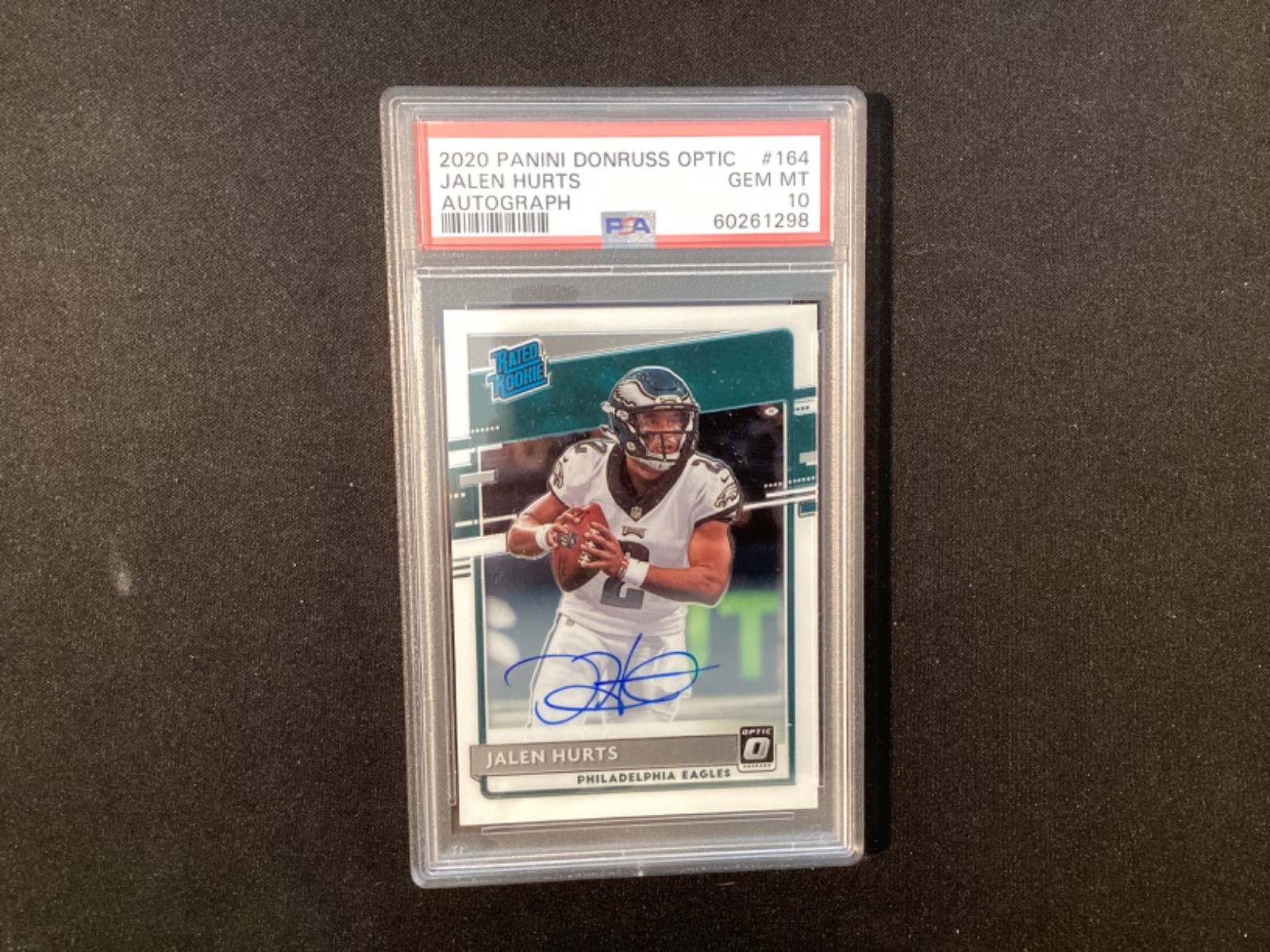Jalen Hurts 2020 Donruss Optic #164 RC Auto #084/150 PSA 10 Rated Rookie