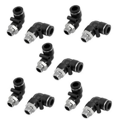 10 Pcs Pneumetic 10mm to 1/4'' PT Male Thread One Touch Elbow Quick Fittings Kd *