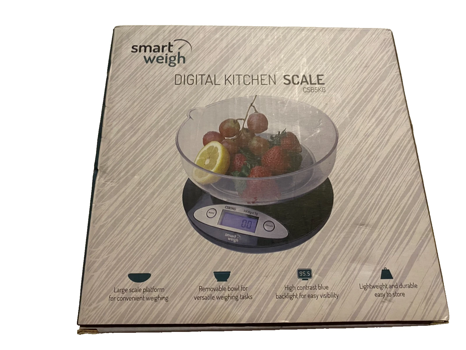 Smart Weigh Digital Kitchen Food Scale with Removable Measuring Bowl NIB
Opens in a new window or ta