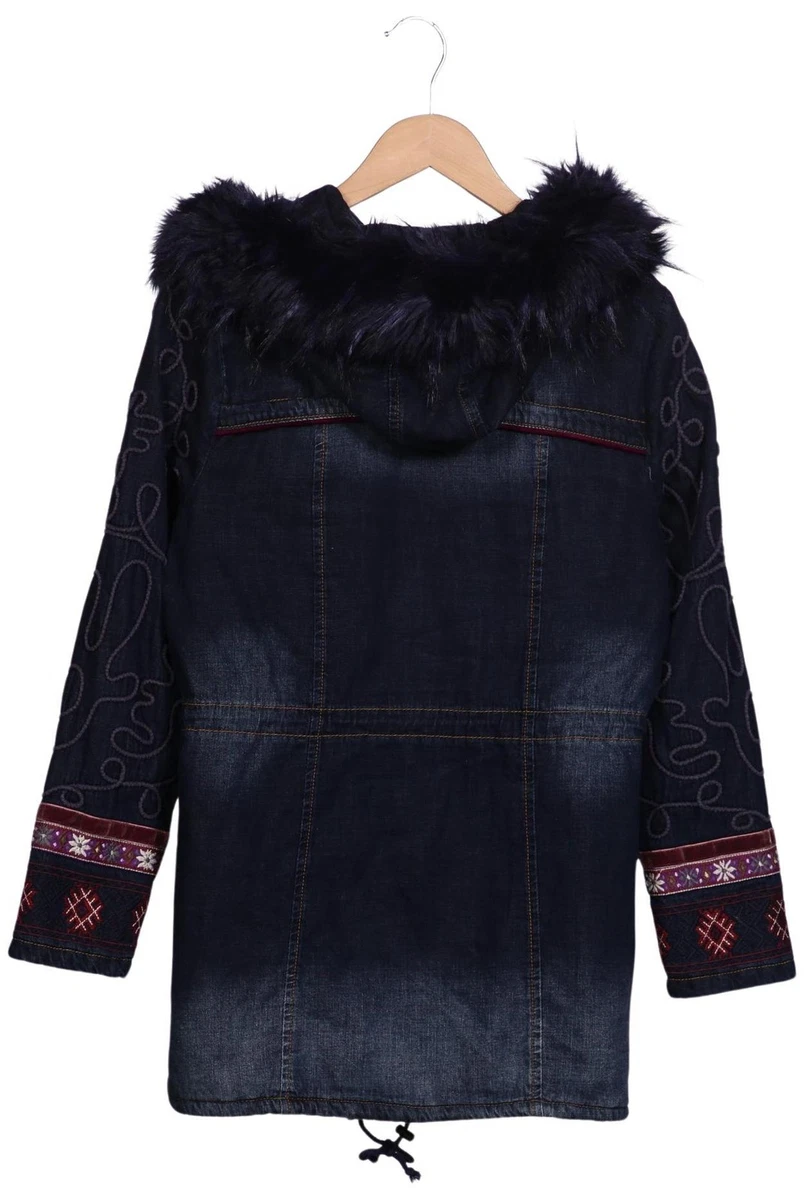 Desigual Mantel Damen Jacke Parka Gr. 38 Baumwolle Marineblau #tzwc230
