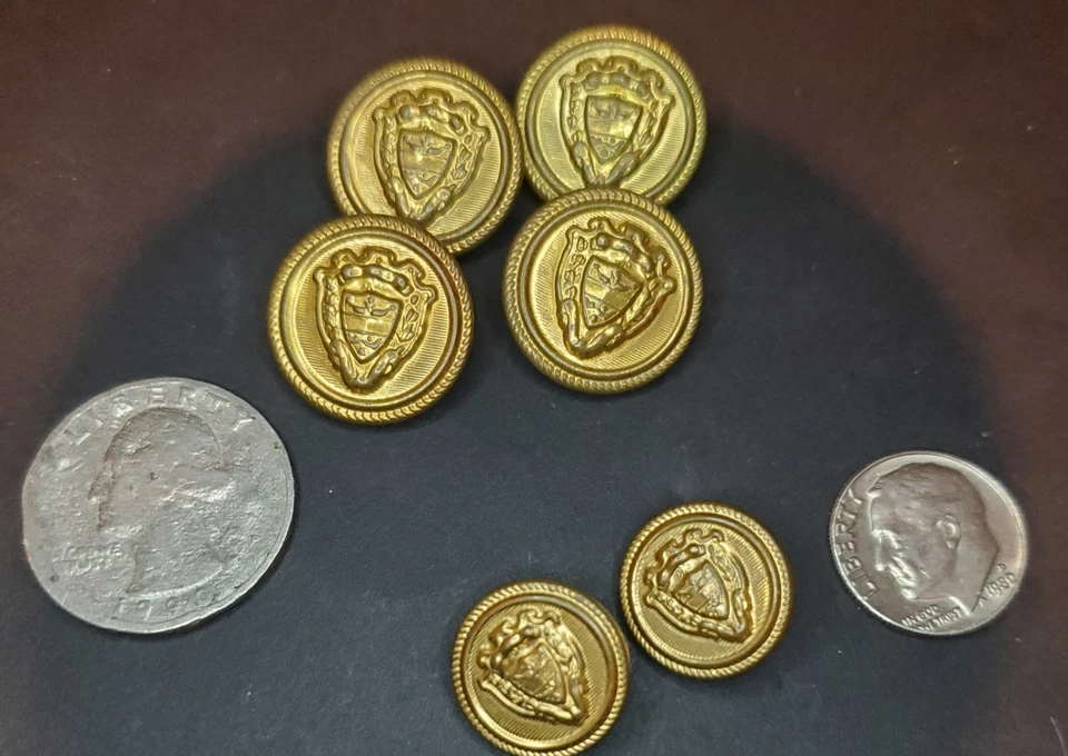 Gold Shank Buttons Metal, Sheild, 4 Lg, 2 Sm. - Image 3 of 4