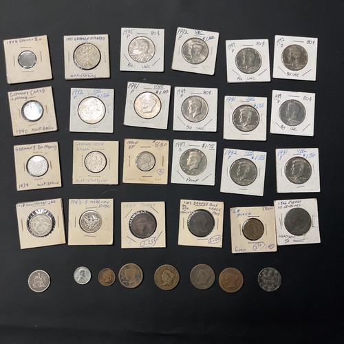 Münzlot - USA & Weltmünzen 1800er-1900er Jahre - große Cents, Silber, Deutsch, Napoleon