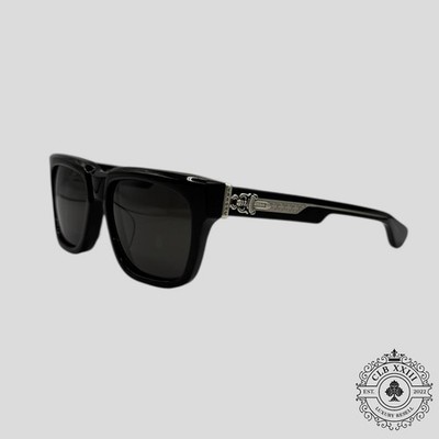 Chrome Hearts Diamond Embellished Box Officer Sunglasses in Black