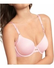 NWOT Warners 34B No Side Effects Underarm Smooth Underwire Bra 1356 Pink 131946