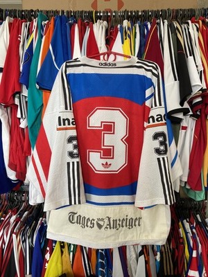1990s ZSC LIONS HOCKEY SHIRT JERSEY ADIDAS VINTAGE sz XL #3 MATCH