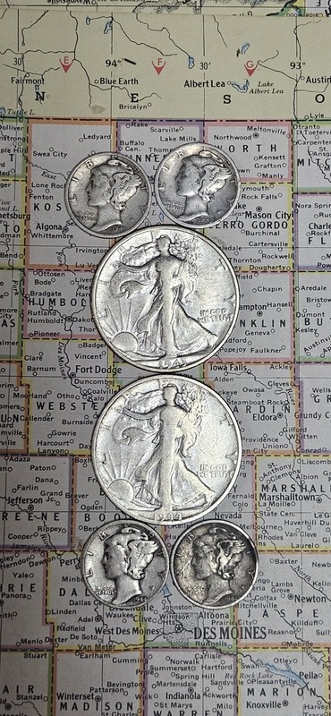 Vintage US Coin Estate Auction[ 6 Coin Lot]  1 oz PURE SILVER! 90% US Coinage