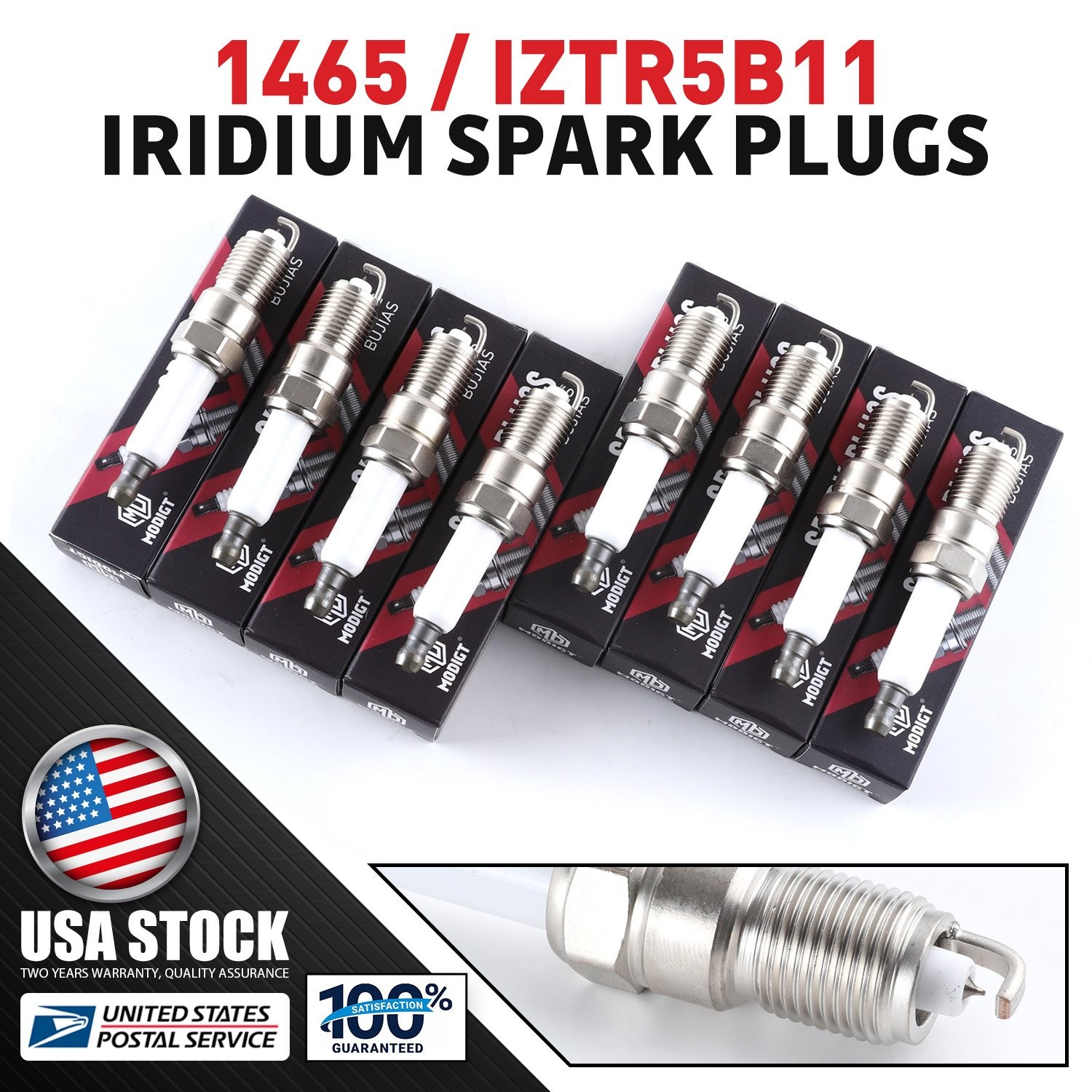 8 Pcs - For NGK Laser Iridium Spark Plugs OEM # 1465 - Premium Set IZTR5B11