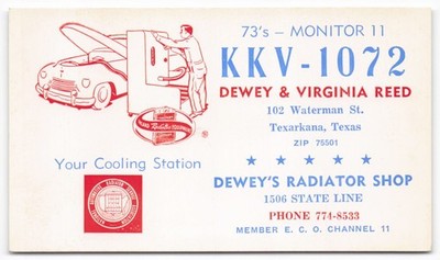 Vintage Dewey's Radiator Shop Texarkana Texas Auto Service Ad Postcard