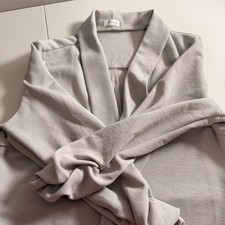 POGTMM Women's Open Front Blazer Jacket 3/4 Ruched Sleeve Light Gray Large