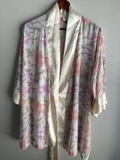 Vintage Victorias Secret Gold Label Robe Multicolor Floral Satin One Size RARE