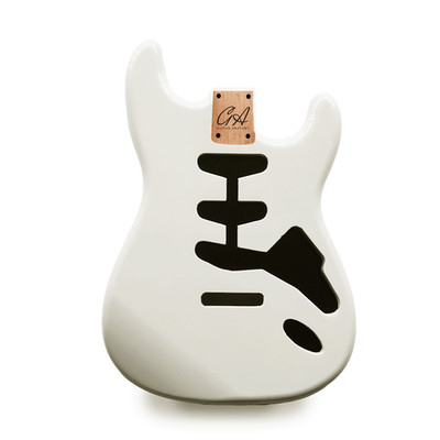 Stratocaster Gitarrenkörper SSS - Olympic White Vintage Nitro Satin - 2 Stück Erle