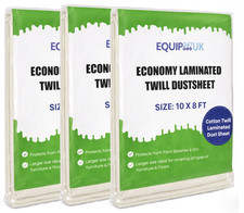 3 x 10ft x 8ft Plastic backed Economy laminated cotton dust sheet spill protect