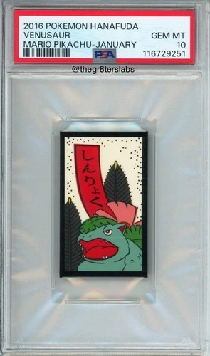 Venusaur - 2016 Pokemon Hanafuda - Mario Pikachu-January - PSA10