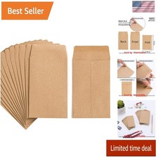100 Pack Small Coin Envelopes 2.25 inches x 3.5 inches, Light Brown