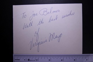 VIRGINIA MAYO (1920 2005) (WHITE HEAT BEST YEARS OF OUR LIVES) AUTOGRAPH CARD