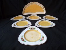 1930s Solian Ware Soho Pottery Sandwich/Cake Serving Plate Set Apple Decorated