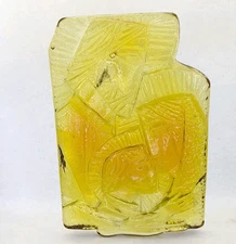 Yellow Tangerine Blenko Art Glass Holy Family Jesus Mary Joseph Don Shepherd Vtg