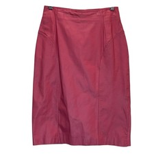 Chia Vintage 80  s Pink Leather Lined Midi Skirt - Extra Small