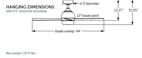 44" Fanimation Kwad Brushed Satin Brass LED Ceiling Fan with Remote - Picture 8 of 10