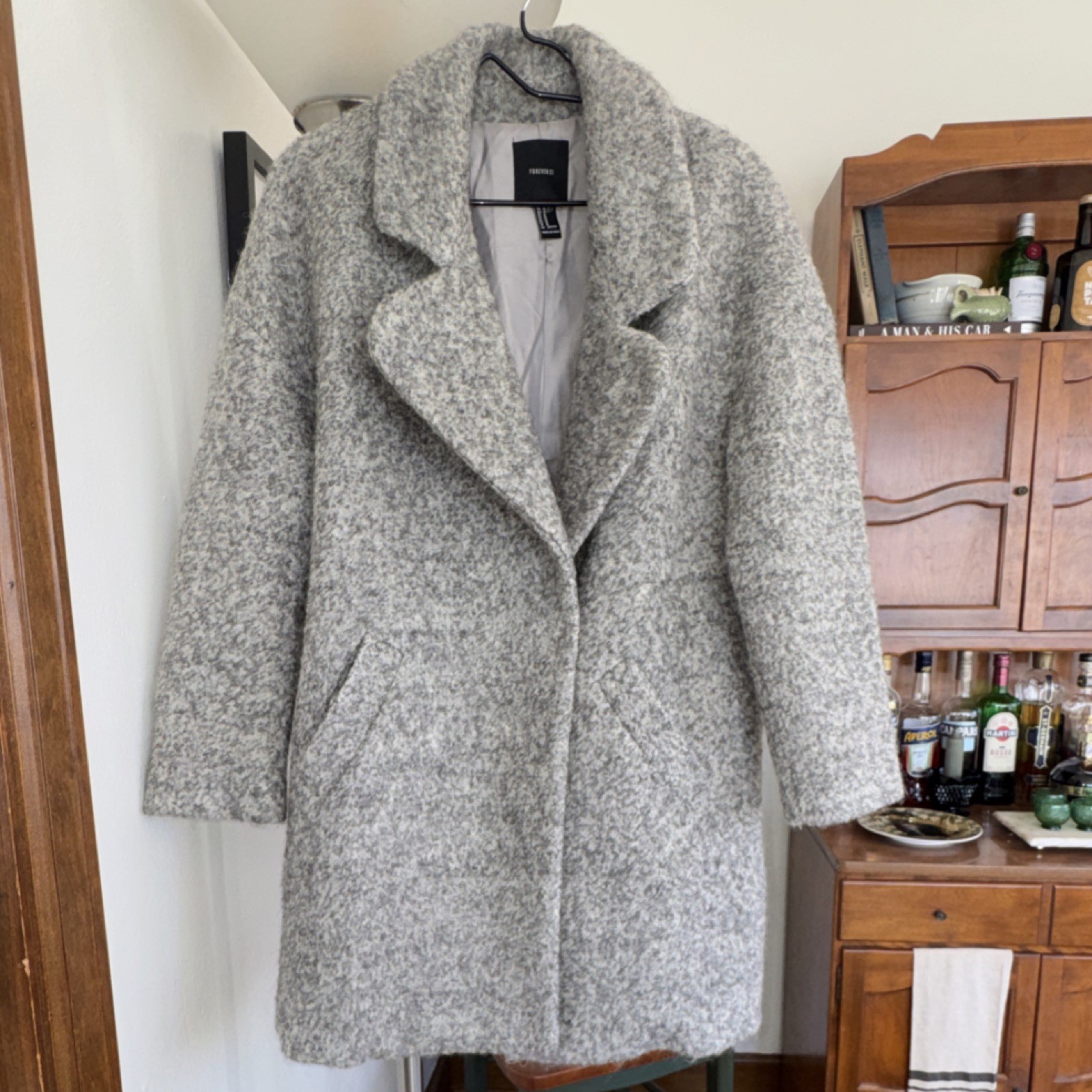 FOREVER 21 Gray Collared Button Lined Overcoat Wo… - image 1