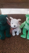 3 Beanie Babies, Kirby, Kicks And Holiday Baby Wit Tags