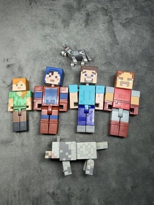 Minecraft Steve Alex Wolf Mixed Lot 6-Pack Plastic Video Game Figures No Box