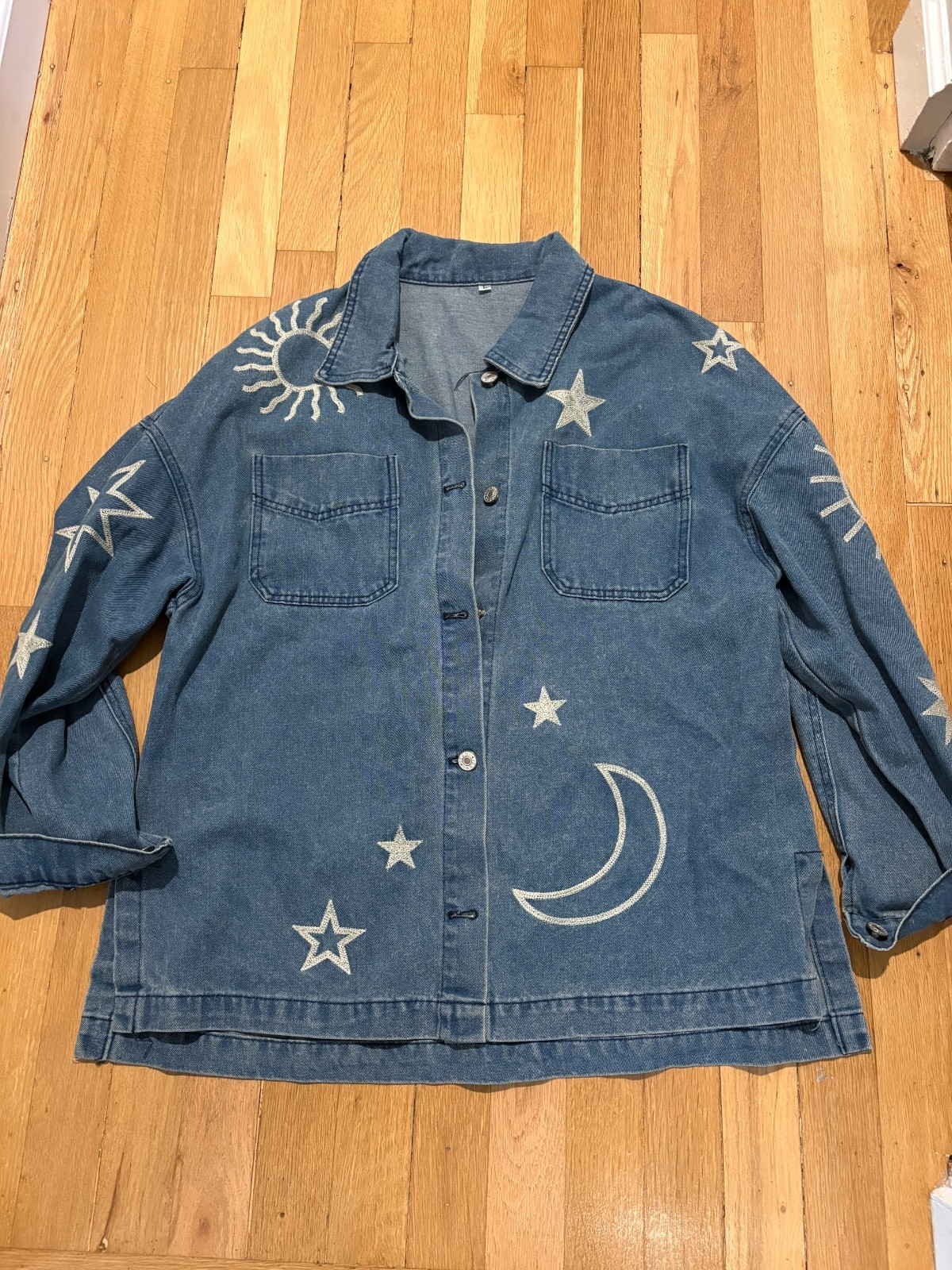 Denim Jacket Women's Stars, Sun, Moon Z Supply SZ Large-image