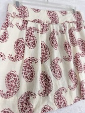 Ann Taylor LOFT Skirt Size 8 Linen Blend Short Boho Print Pockets Ivory Pleated