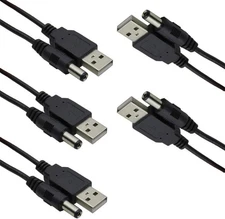 HiLetgo 5pcs USB 2.0 A Male to DC 5.5x2.1mm 5 Volt Connector Charge Black 