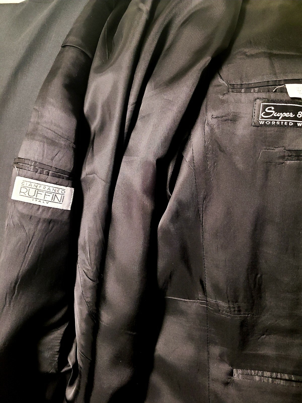 GIANFRANCO RUFFINI- Worsted Wool SOLID BLACK-MENS… - image 3