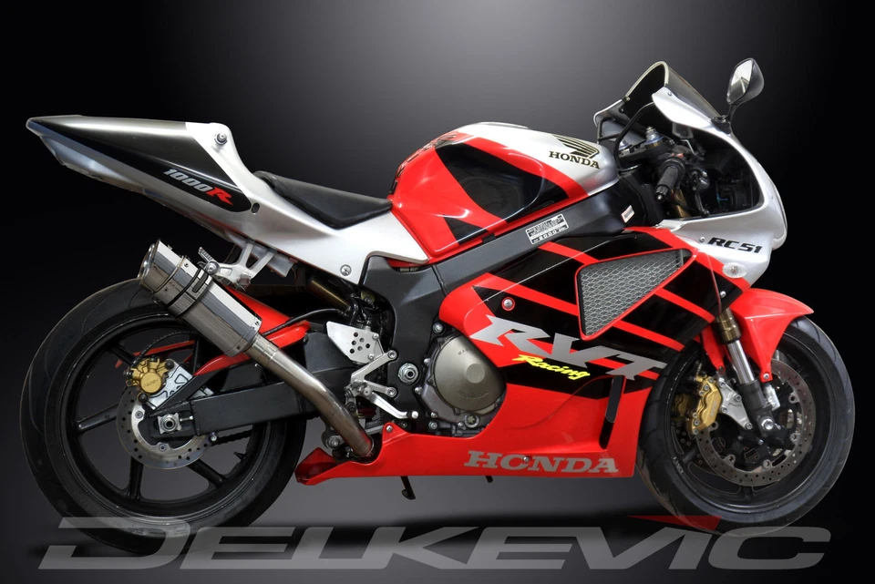 Kit silenciador escape redondo de acero inoxidable Honda RVT1000R 2000-2001 Delkevic Slip On 8" Foto 4 de 4