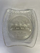 Vintage 1970's Holiday Inn Clear Embossed Glass Advertising Ashtray 