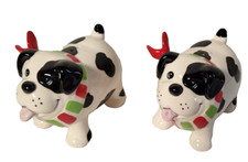 Salt & Pepper Set Black and White Puppy Dogs Holiday Tableware Decor