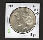 1923 - $1 Peace Dollar- BU